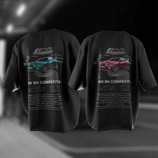 Czarne koszulki dla par BMW M4